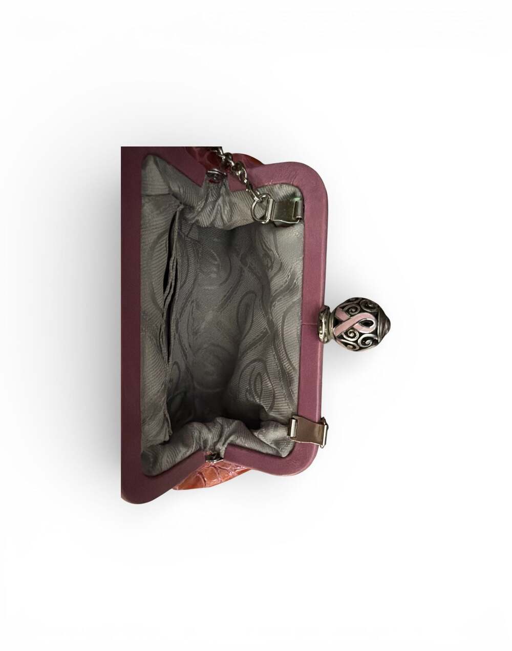 Brighton Power of Pink Croc Embossed Leather City Coin Purse with Chain Breast C - Picture 2 of 2